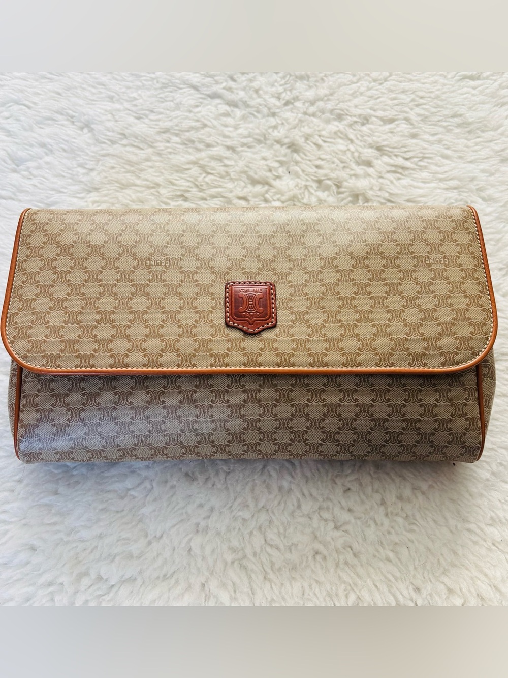 CELINE Macadam PVC Leather Vintage Clutch Bag size 11.5”x6.5”x2”